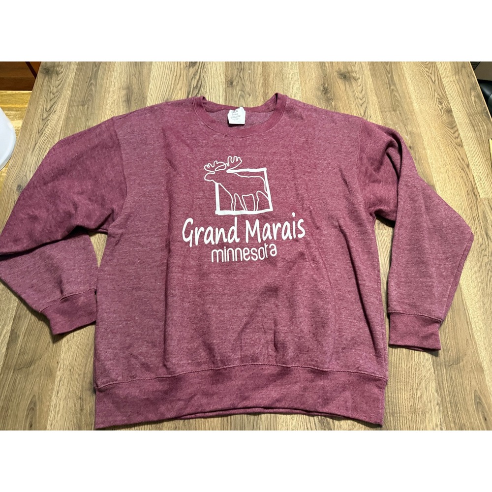 Pacific & Co Sweater Unisex Size XL Maroon Long sleeve Pullover Graphic Moose